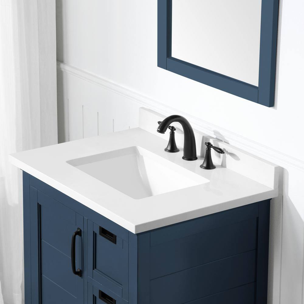 Pembroke Greyish Blue 30" Single Sink Freestanding Bathroom Vanity with Marble Countertop