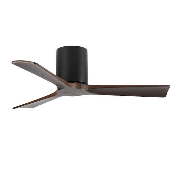 42 in. Indoor/Outdoor Black 6-Speed Brown Flush Mount Standard Ceiling Fan with Remote Control