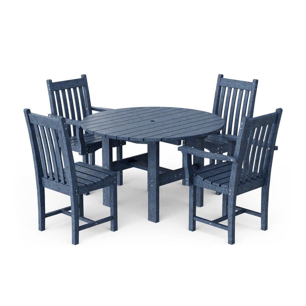 Classic Patriot Blue 5-Piece HDPE Plastic Outdoor Patio Dining Set with Dining Chairs price history on PriceWatchPro