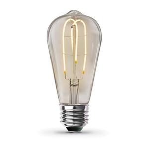 40-Watt Equivalent ST19 Dimmable M Shape Filament Clear Glass Vintage Edison LED Light Bulb, Soft White