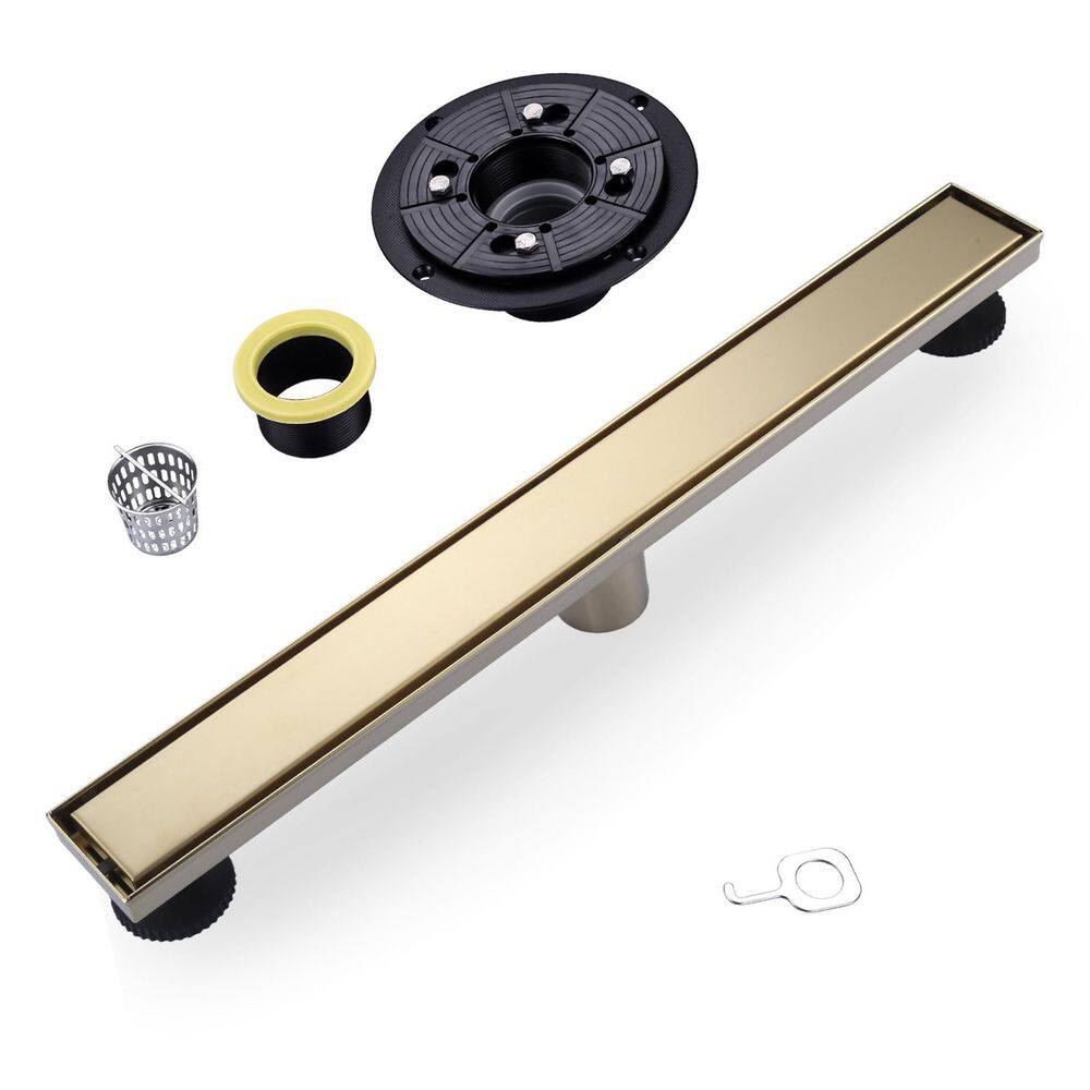 24 in. Stainless Steel Tangular Linear Shower Drain with Tile-in Cover in Brushed Gold price history on PriceWatchPro