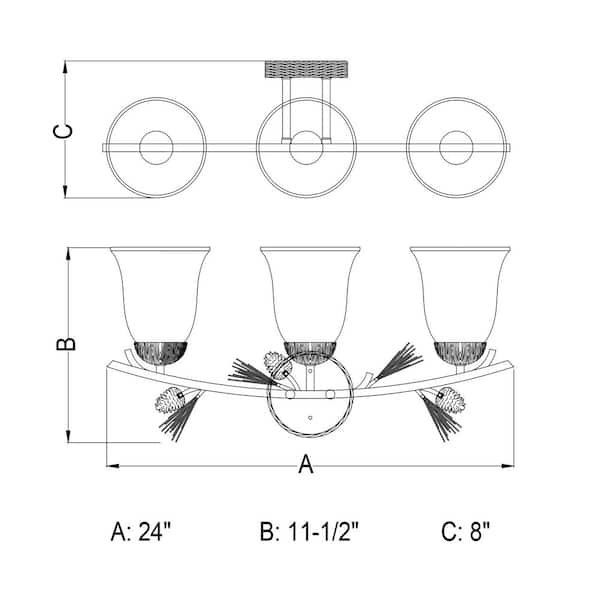 Sierra 24 in. W 3-Light Bronze Rustic Pinecone Bathroom Vanity Light Fixture
