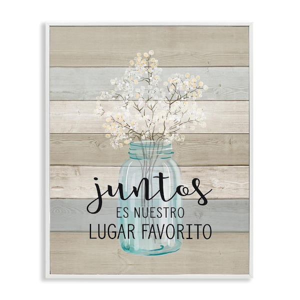 Stupell Industries Our Favorite Place Flowers by Lettered and Lined White Framed Typography Giclee Art Print 14 in. x 11 in.