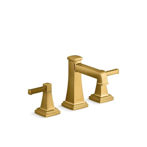 KOHLER Riff 8 in. Widespread Double Handle Bathroom Faucet in Vibrant Brushed Moderne Brass