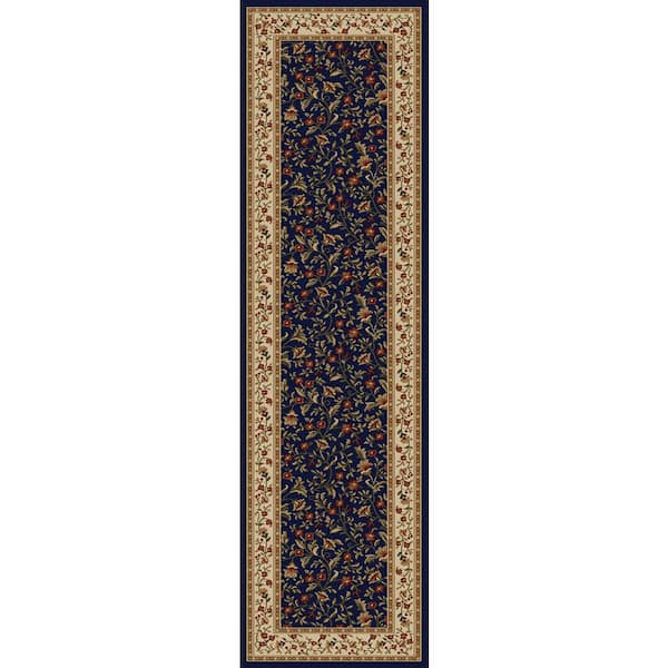 Unbranded Como Navy 2 ft. x 8 ft. Traditional Floral Area Rug
