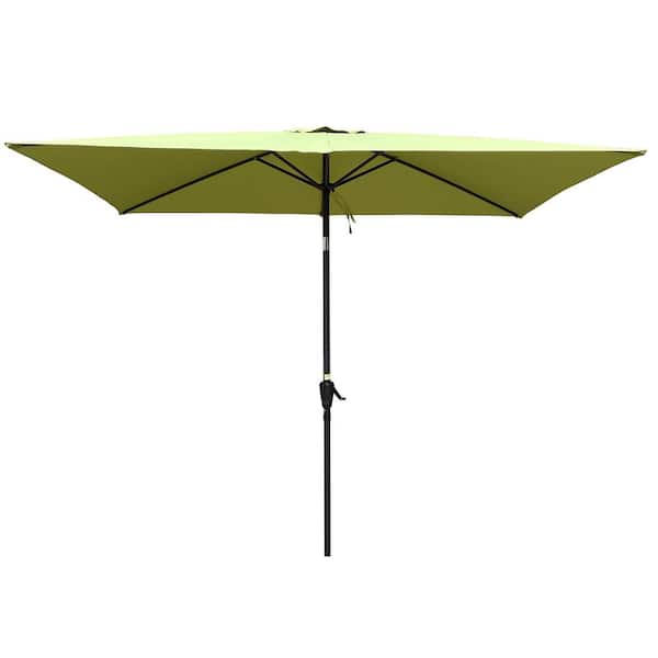 Tatayosi 9 ft. Steel Patio Umbrella Outdoor Umbrella with Crank and Push Button in Lime Green