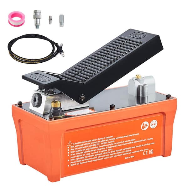 Air Hydraulic Pump, 10,000 PSI 1/2 Gal. Reservoir, NPT 3/8 in. Oil Outlet, NPT 1/4 in. Inlet, 6.6 ft. Pipe, Orange