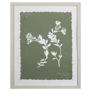 Victoria Moss Green and White Botanical Flowers 1 by Unknown Wooden Wall Art