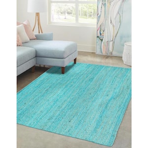 Braided Jute Dhaka Turquoise 2 ft. x 3 ft. 1 in. Area Rug