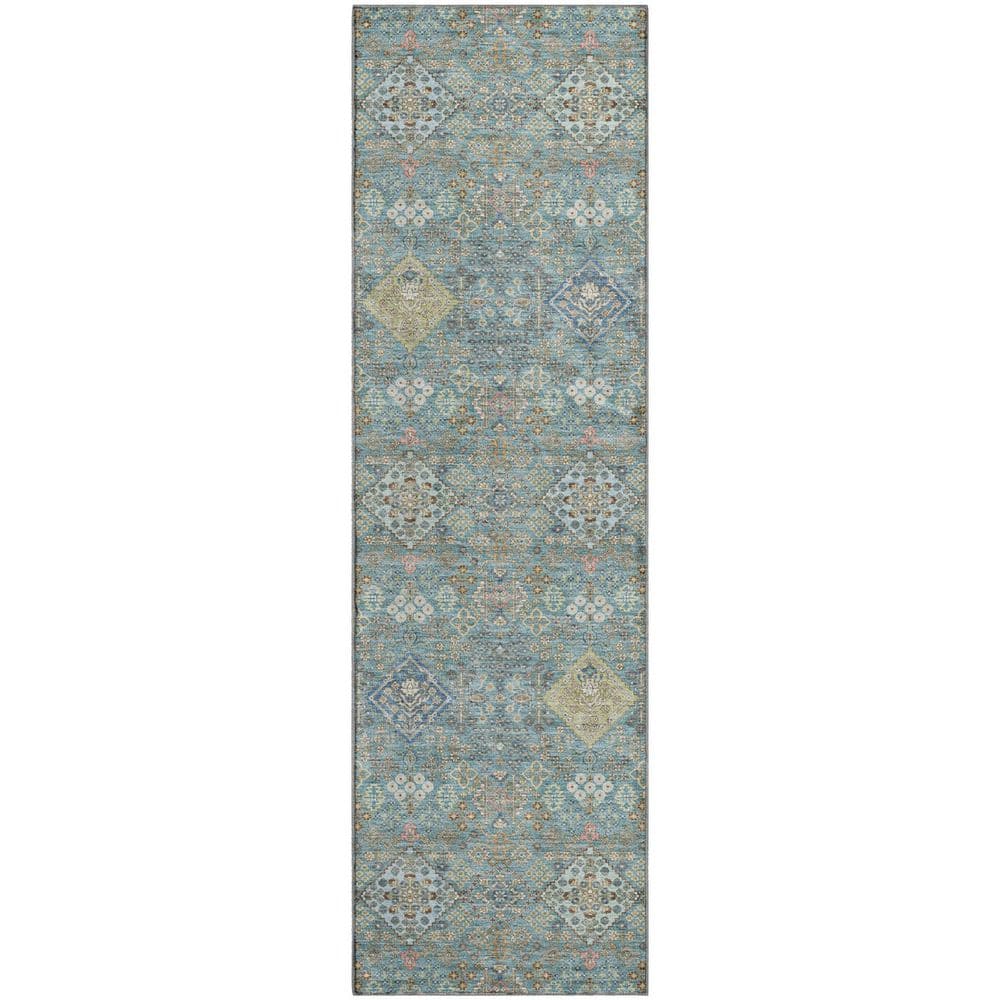 Mayfield Premium Machine Washable Abstract AMF2440 Teal 2 ft. x 7 ft. Runner Rug price history on PriceWatchPro