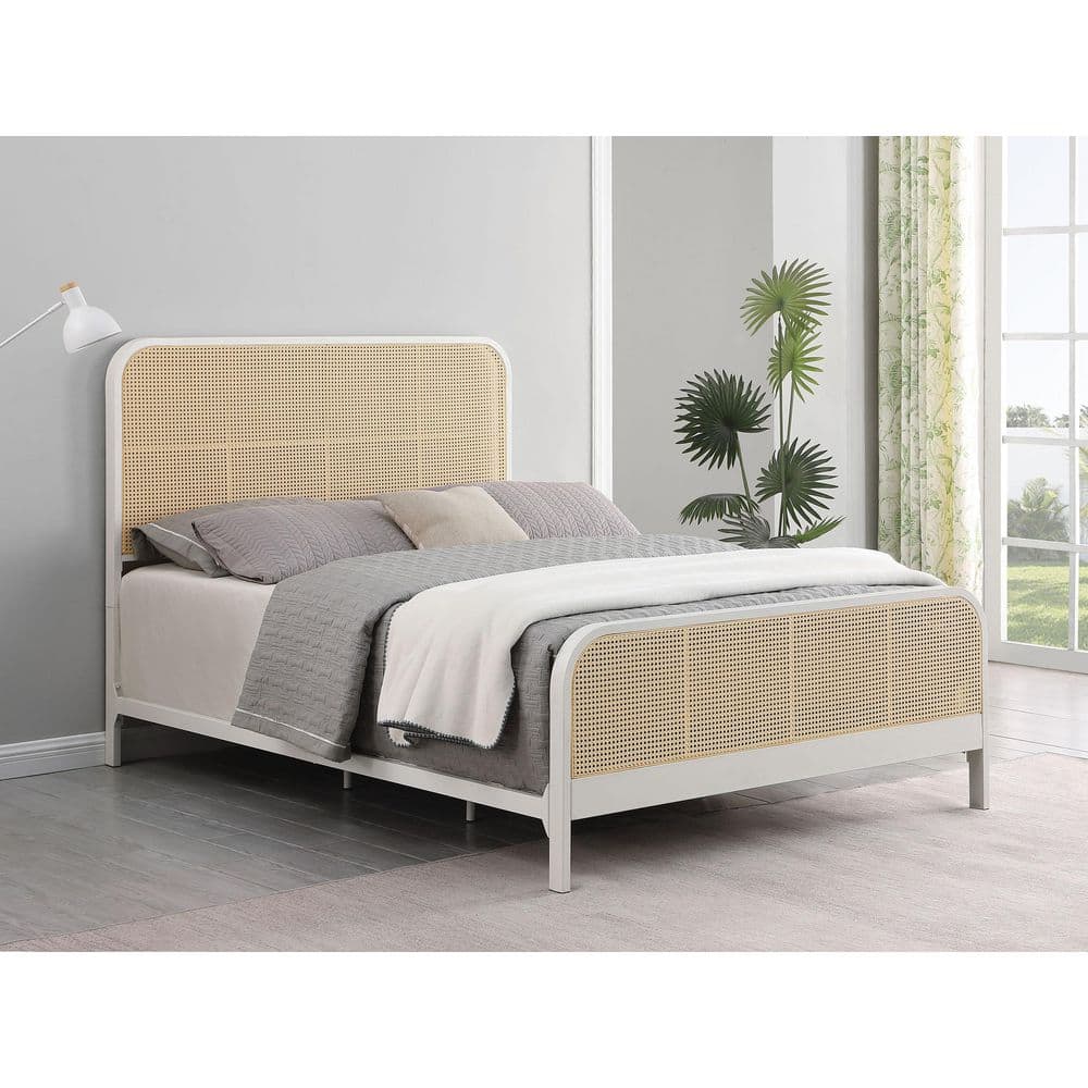 Lanewood White Metal Frame Queen Panel Bed with Open Cane Webbing price history on PriceWatchPro