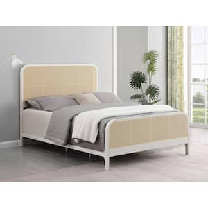Lanewood White Metal Frame Queen Panel Bed with Open Cane Webbing
