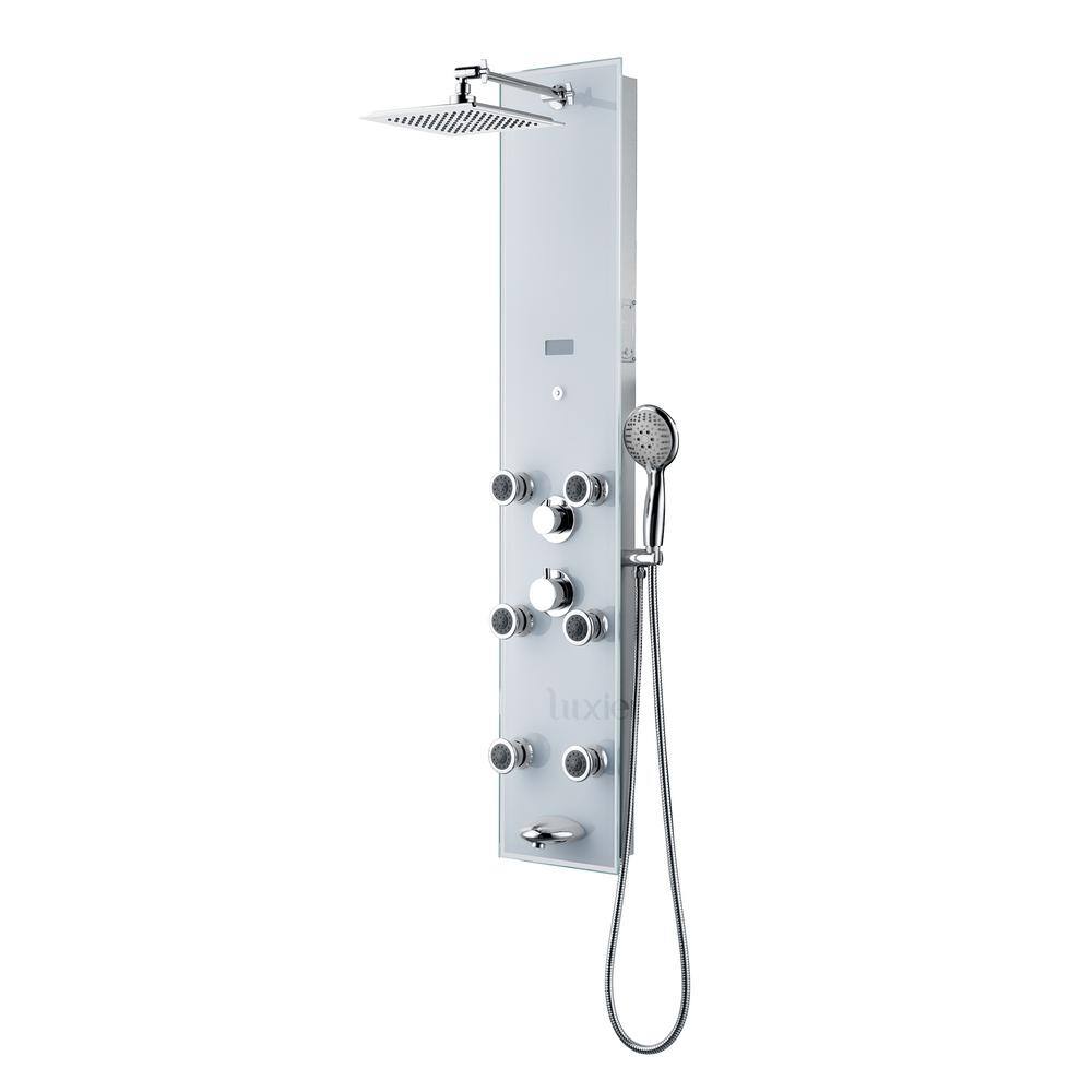 LUXIER 51 in. 6-Jet Full Body Shower System Panel with Rainfall Shower ...