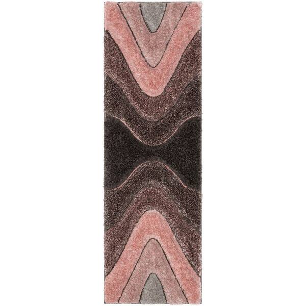 San Francisco Luz Modern Geometric Shag Hand-Carved, 5 ft. 3 in. x 7 ft. 3 in., Blush Area Rug