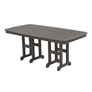Nautical 37 in. x 72 in. Slate Grey Plastic Outdoor Patio Dining Table