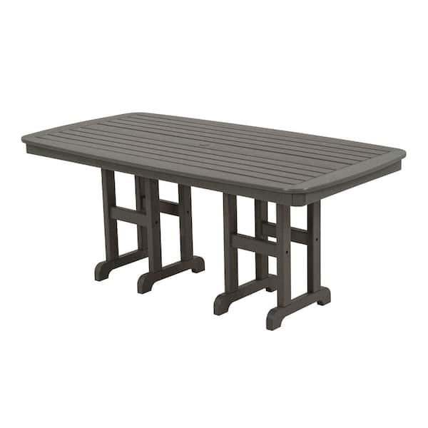 Polywood Nautical 37 In X 72 Slate, Plastic Outdoor Patio Dining Table