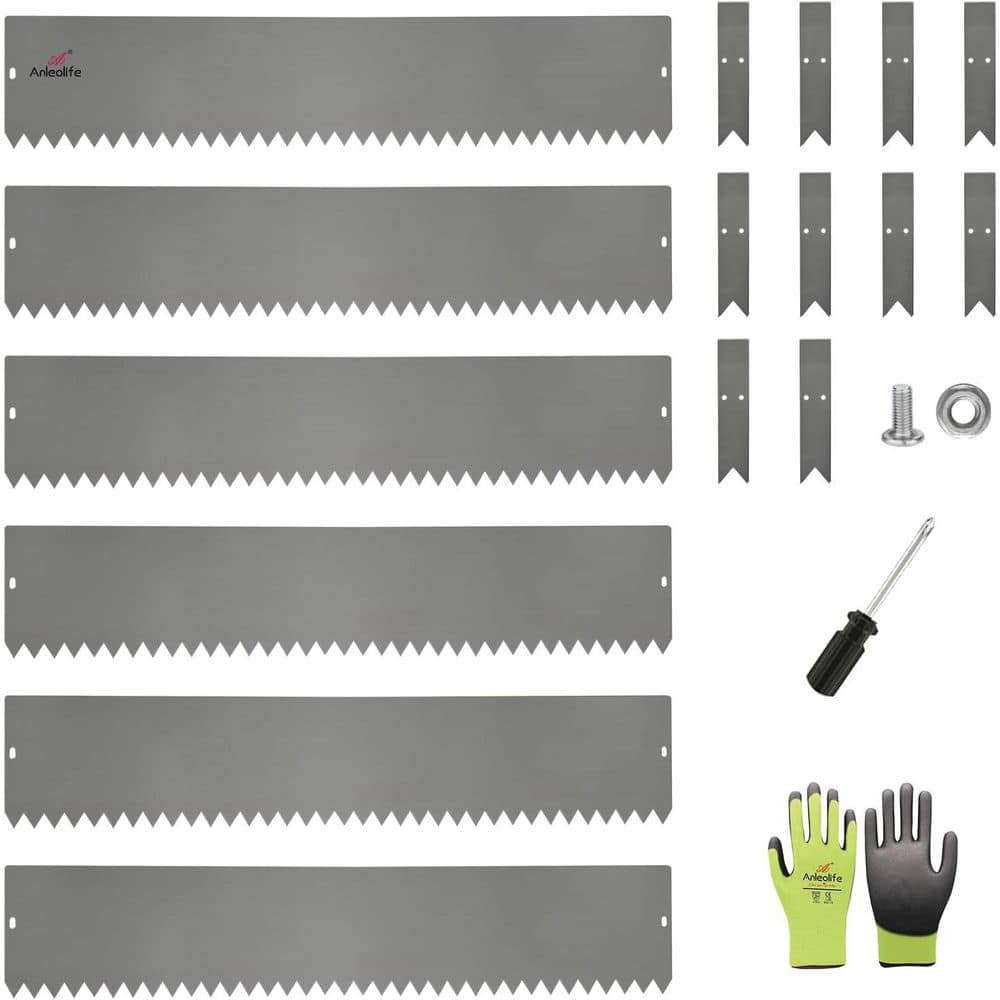 6 Pack 40 in. L x 8 in. H Quartz Grey Steel Garden Landscape Edging for Str