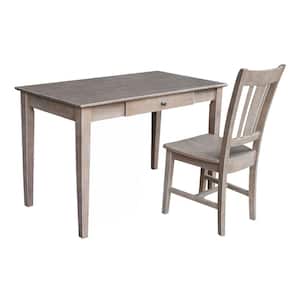 Weathered Taupe Gray 48 in. W Solid Wood Writing Desk and Chair (2-pc set)