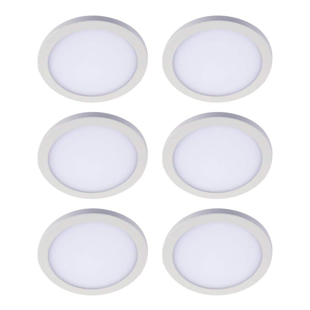 SMD4 Round 6 in. Matte White Indoor Integrated LED Flush Mount Selectable Color Temperature 2700K-5000K 800 Lumen 6-Pack price history on PriceWatchPro