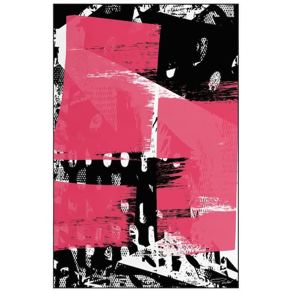 Red and Black 5 ft. x 8 ft. Glitch N II Washable Abstract Art Area Rug