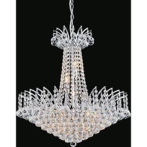 Posh 11 Light Down Chandelier With Chrome Finish