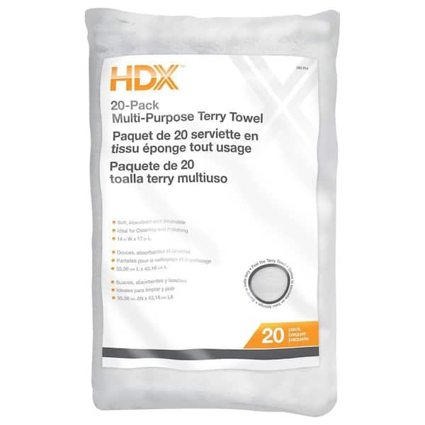 HDX 14 in. x 17 in. Multi-Purpose Terry Towel (20-Pack) T-99634