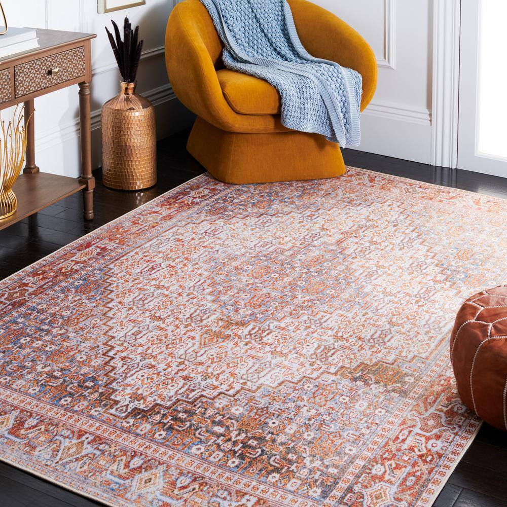 Tucson Easy-Care Red Synthetic 8' x 10' Non-Slip Area Rug