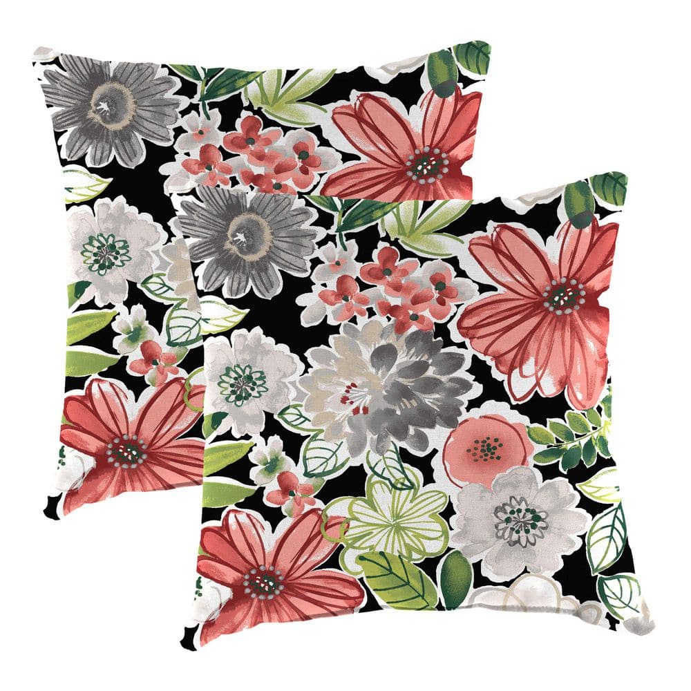 16 in. L x 16 in. W x 4 in. T Square Outdoor Throw Pillow in Tamani Black (2-Pack) price history on PriceWatchPro