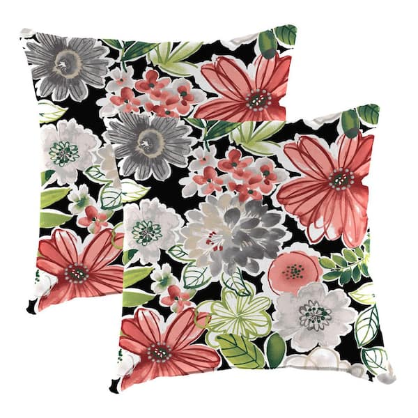 Jordan Manufacturing 16 in. L x 16 in. W x 4 in. T Square Outdoor Throw Pillow in Tamani Black (2-Pack)