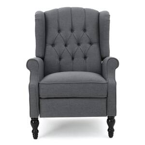 Charcoal Gray Tufted Back Fabric Recliner