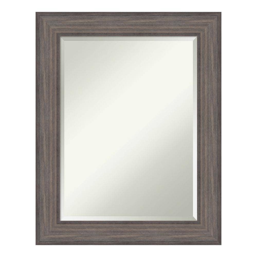Country Barnwood 23 in. x 29 in. Beveled Rectangle Wood Framed Bathroom Wal