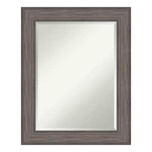 Country Barnwood 23 in. x 29 in. Beveled Rectangle Wood Framed Bathroom Wall Mirror in Gray