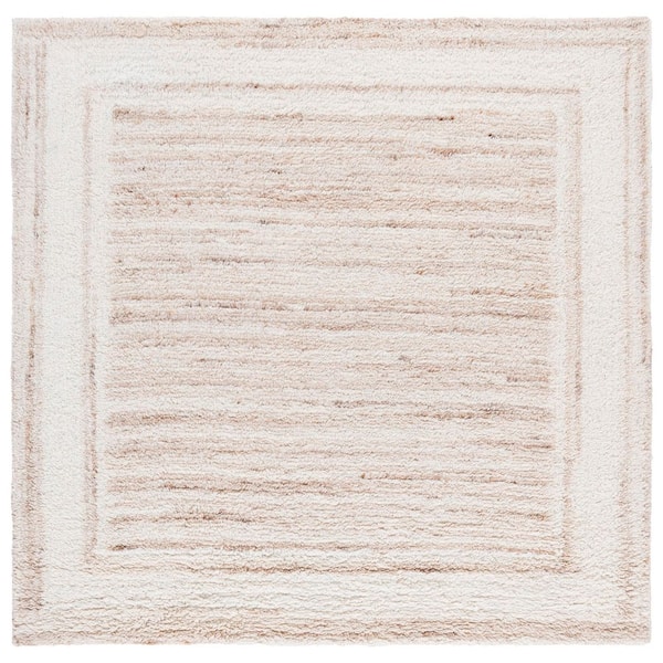 Vermont 6 ft. x 6 ft. Beige/Ivory Double Border Solid Square Area Rug