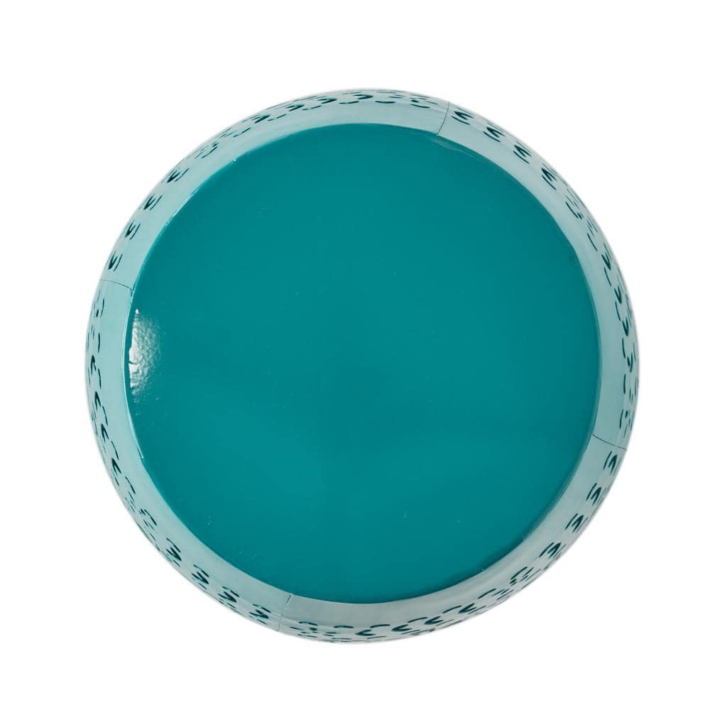 Teal 12" Iron Lace-Cut Outdoor Side Table