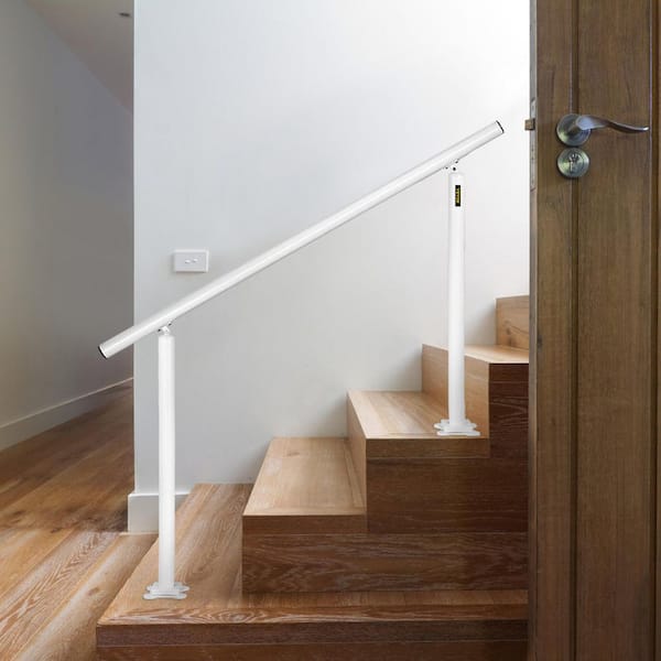 5 ft. Outdoor Stair Railing Fits 4-5 Steps Adjustable Angle Aluminum Stair Handrails for Outdoor Steps, White