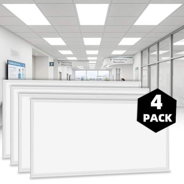 2 ft. x 4 ft. 7800 Lumens Integrated LED Panel Light, 5000K White Led Drop Ceiling Light (4-Pieces)