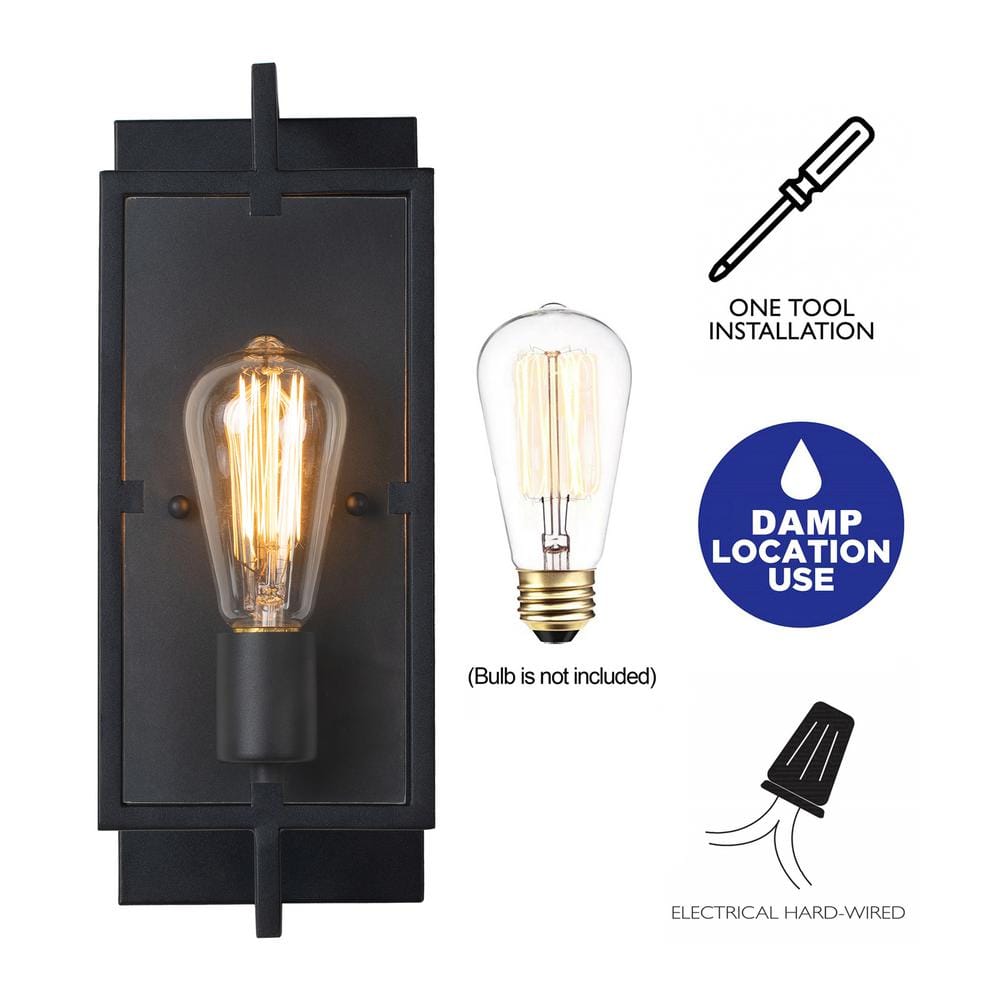 Matte Black Direct Wired Electric Vanity Light