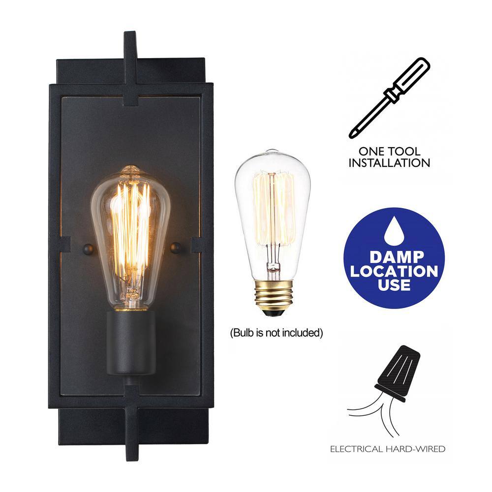 Matte Black Direct Wired Electric Vanity Light