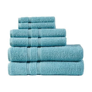 Aegean 6-Piece Aqua 100% Turkish Cotton Bath Towel Set