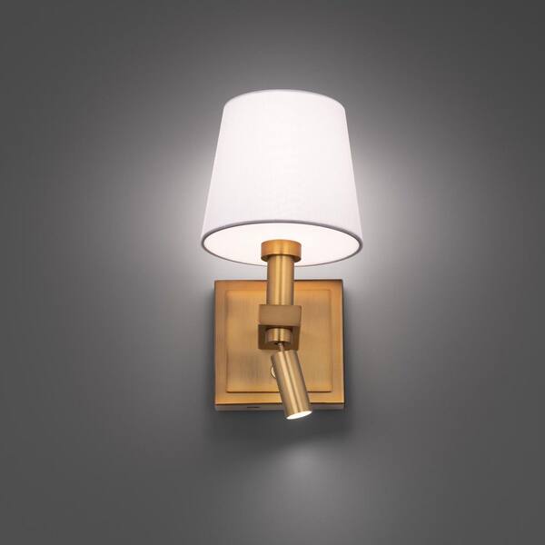 Chloe 1-Light Aged Brass Hardwired Swing Arm Wall Lamp 3000K