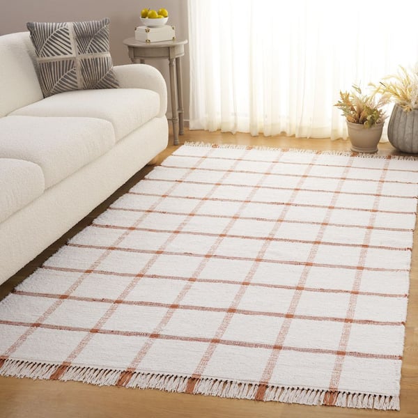 Montauk 6 ft. x 6 ft. Ivory/Rust Geometric Lattice Square Area Rug