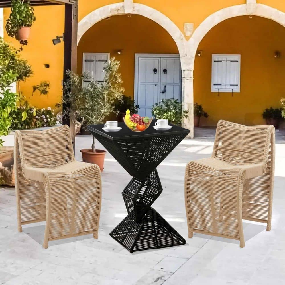 Lorenzo Tan Rope 5-Piece Pub Set-36 in. Table Height