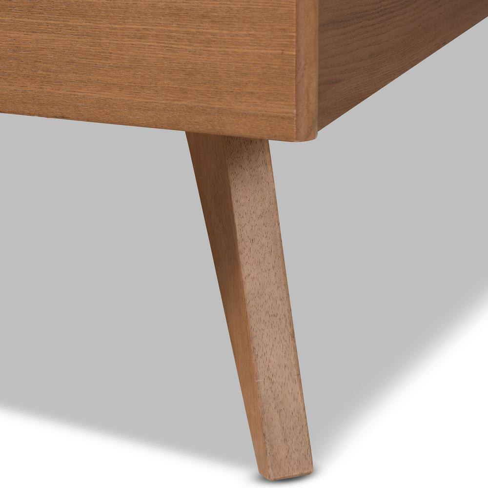 Ash Walnut Full Size Platform Bed with Spindle Headboard