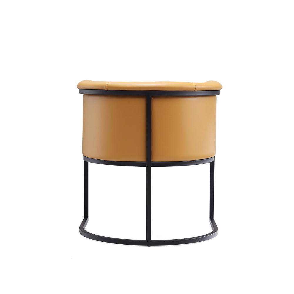 Sculptural Saddle Faux Leather Arm Chair with Metal Frame