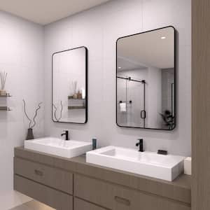 24 in. W x 36 in. H Rectangular Framed Wall Bathroom Vanity Mirror in Matte Black