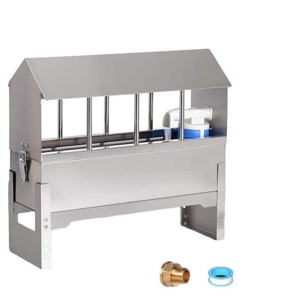 Automatic Poultry Waterer Feeder Stainless Steel System w/ Float Valve Stand Legs Hose for Chicken Coop Duck Pigeon