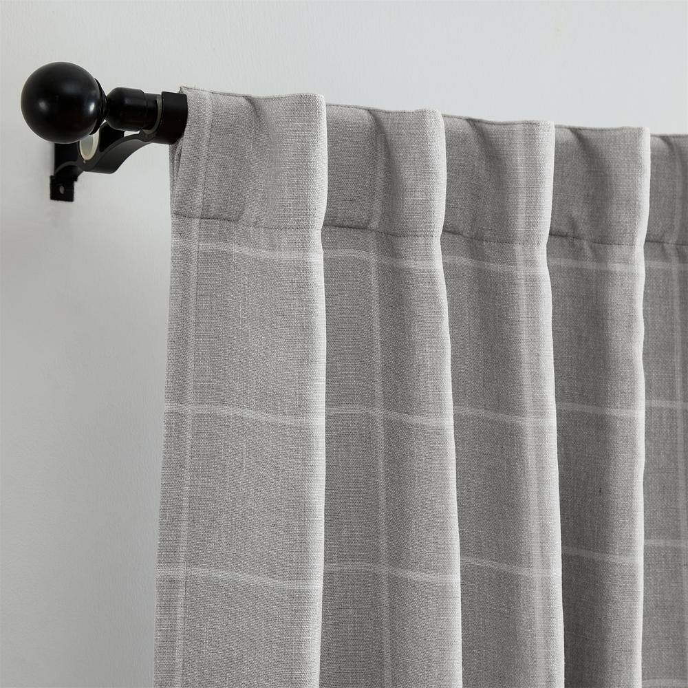 Sawyer Gray Linen-Textured Blackout Window Curtain Panel