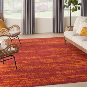 Nourison Essentials Red 9 ft. x 12 ft. Abstract Contemporary Area Rug