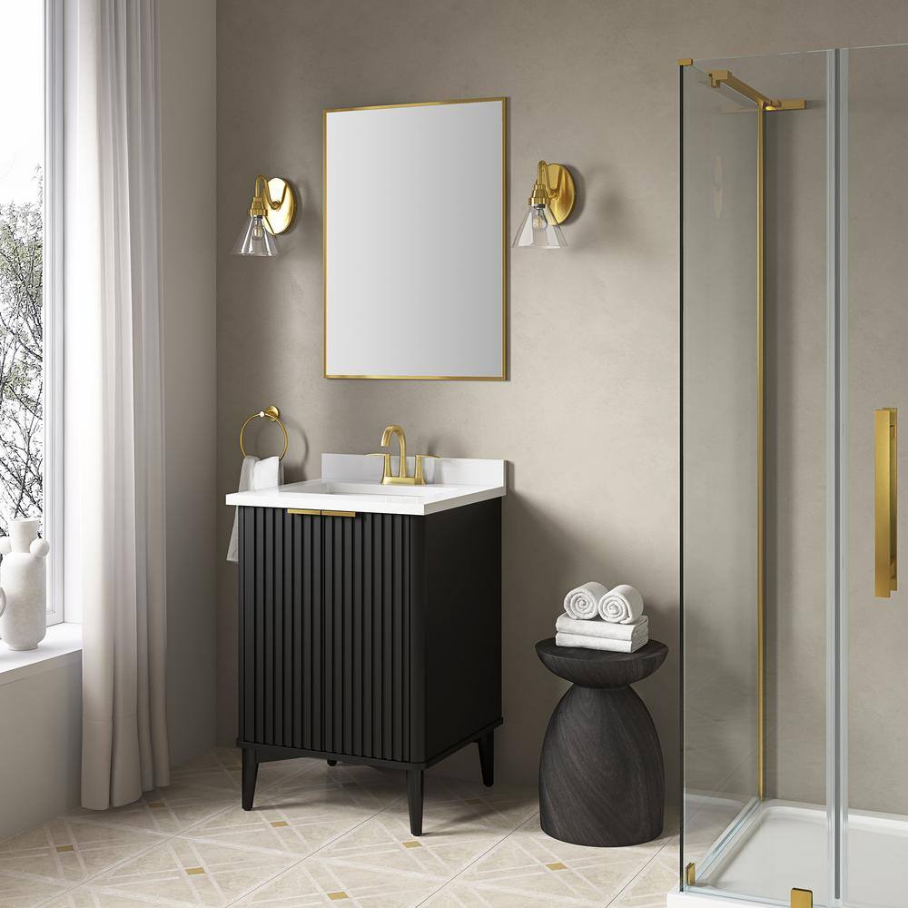 Gabi 24" Black Undermount Single Sink Bathroom Vanity with White Marble Top