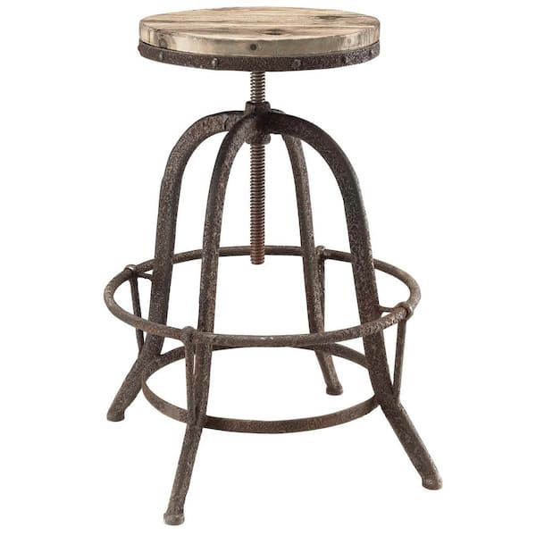 MODWAY Collect 22 in. Brown Wood Top Bar Stool